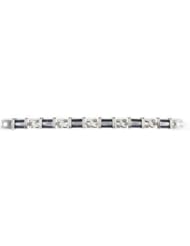 Titanium™ Link Bracelet with "X" and Black Cable 08.50 Inch olished Tb749
