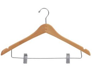 Wooden Curved Combo Hangers Natural Finish Box of 50