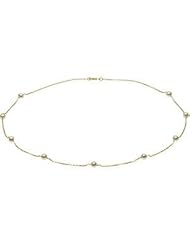 14 Karat Yellow Gold Freshwater Cultured Pearl Station Necklace