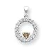 14k White Gold White and Champagne Diamond Circle Pendant
