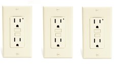 GS15-LA3 15A-125V Tamper Resistant White GFCI Receptacle with Faceplate - 3 Pack Light Almond