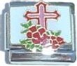  : Clearly Charming Red Cross with Flowers Italian Charm Bracelet Link