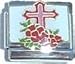 Jewelry : Clearly Charming Red Cross with Flowers Italian Charm Bracelet Link