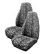 Set of 2 Universal-Fit Animal Print Front Bucket SUV Truck Seat Cover w/ Arm Rest Opening - Cheetah Black And White