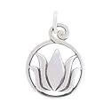 Round Lotus Flower Pendant in Sterling Silver, #8432
