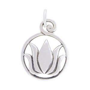Round Lotus Flower Pendant in Sterling Silver, #8432