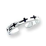 Sterling Silver Antiqued Crosses Toe Ring