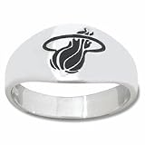 Miami Heat NBA Sterling Silver Logo Gents Enamel Band Ring Size 10