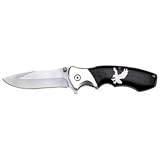 Maxam Liner Lock Knife Stainless Steel Honed Blade Bolsters Laminated Wood Handle Eagle Inlay