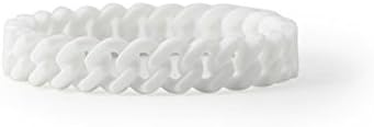 Chains Hip Hop Pure Black Green Silicone Beads Bracelet (White)