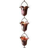 IMAGE OF 4 ft Copper Rain Chain Tulip Flower Blossom Extension
