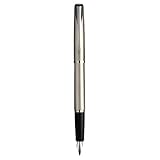 Parker Latitude Fine Writing Medium Point Fountain Pen, 1 Blue Ink, Stainless Steel Body Pen(61943)