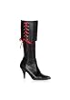 PIRATE-130, Womens 3 Inch Heel Pirate Boots With Side Lace Up. Includes 4 Colored Laces, Black, Red, Purple And Pink.