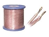 CABLES TO GO 100ft Copper Speaker Cable 16AWG 2 Conductor PVC Bare Wire Clear