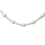16in Rhodium-plated White Glass Pearl Necklace