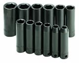 3/8 In Dr 12-Pc 6-Pt Metric Impact Socket Set - Deep
