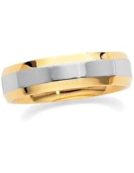 Jewelplus 6mm Two-Tone Comfort-Fit Band 18K Yellow & Platinum Size 12.5