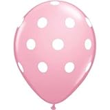 12 Light Pink Dot Polka Dot Balloons - Made in USA