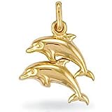 Jewelco London 9ct Yellow gold Double Dolphin Charm ( 0.6g )