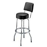 Richardson Bar Stool with Seatback - Single Ring - Chrome Frame: Saddle (T7 ....