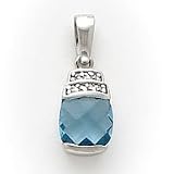 Sterling Silver Blue CZ (Cubic Zirconia) Pendant