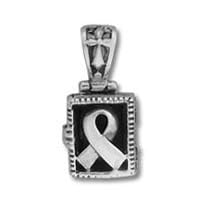 Sterling Silver Awareness Ribbon Prayer Box Charm Pendant