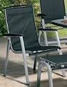 Kettler Stapelsessel Solid, L 70 x B 66 x H 102 cm Gestell silber/Textilgewebe schwarz