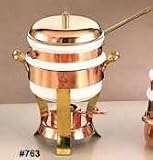 Old Dutch 2 Quart Solid Copper and Brass Fondue with Ceramic Insert