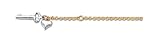 14k Two-tone AdjuStable Polished Puffed Heart & Key Anklet