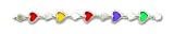 Sterling Silver Multi-color Resin Heart Child's Bracelet - 6 inch