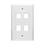 4-Port Single Gang Keystone w/ o Labeling, White