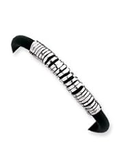 Sterling Silver Black Rubber Bracelet QG1093-7"