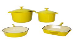 Classic 6-Piece Enamel Cast Iron Lemon Yellow Cookware Set - Spring Super Sale! product image
