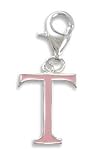 Pink Enamel 'T' Charm with Lobster Clasp