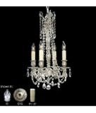 IMAGE OF American Brass and Crystal CH9211-O-BL-13S-ST Biella 4 Light Single Tier Chandelier in Aged Bronze Satin with Blue Precision Teardrop crystal