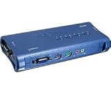 TRENDnet 4-Port PS/2 KVM Switch Kit with Audio (Includes 4x KVM Cables) TK-408K (Blue)