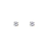 14K Yellow Gold 3mm Round CZ Solitaire Basket Stud Earrings with Screw-back