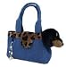 AURORA - Fancy Pals - Purse Pets - Black and Tan Dachshund in Denim Purse with Bead Charm