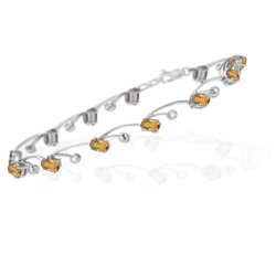 0.06 Cts Diamond and 2.34 Cts Citrine Bracelet in 14K White Gold by mycitrinejewelry
