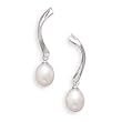 14K White Gold Drop Post Earrings with 7-7.5mm Cultured Freshwater Rice Pearls
