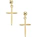 14K Yellow Gold Cross Ball Dangle Earring
