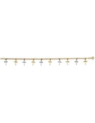 14K Gold Two Tone Cross Charm Bracelet