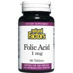 Folic Acid, 1mg 90 Tablets by Natural Factors