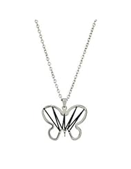 Amalfi™ Stainless Steel Butterfly Necklace Pendant with Rubber Accent