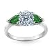 0.28 Carat F/SI1 Round EGL Certified Diamond with Emerald Ring in 18ct Solid White Gold