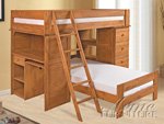 CINNAMON FINISH WOODEN TWIN/TWIN LOFT BED