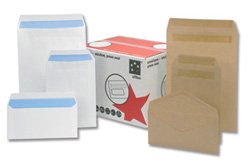 5 Star Office Envelopes Wallet Press Seal Window 90gsm White DL (Pack 1000)