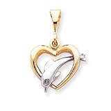 10k Two-tone Dolphin and Heart Charm