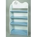 Scalloped Back Kids' Bookcase with Clock - Blue (Blue/White) (47"H x 24.5"W x 13"D)