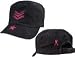 1149 WOMENS VINTAGE BLACK ADJUSTABLE FATIGUE CAP w/PINK STRIPES & ''BREAST CANCER'' RIBBON